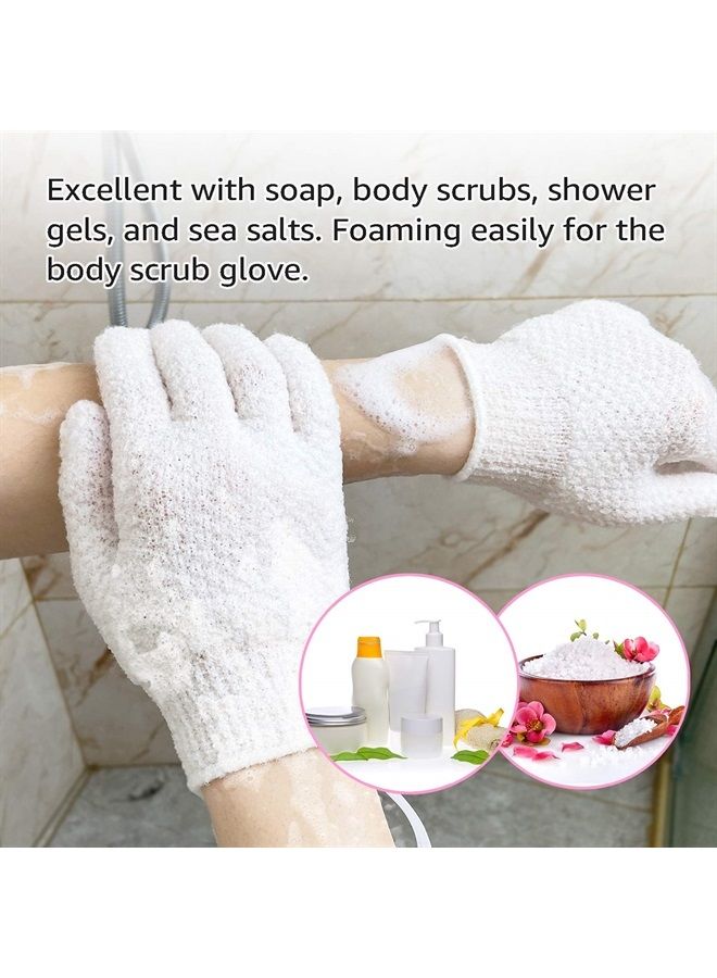 Evridwear Exfoliating Gloves for Shower, 100% Nylon Thick Soft Medium Heavy Bathing Gloves Dead Skin Remover Body Scrubber Smooth Skin with Hang Loop, 1 Pair Light White  - Image 4