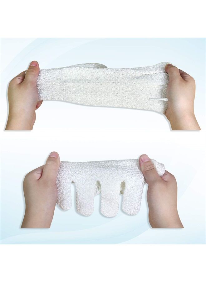 Evridwear Exfoliating Gloves for Shower, 100% Nylon Thick Soft Medium Heavy Bathing Gloves Dead Skin Remover Body Scrubber Smooth Skin with Hang Loop, 1 Pair Light White  - Image 3