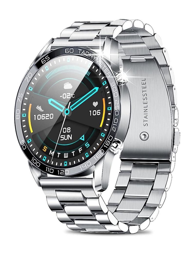 Zoom Plus Bluetooth Calling Stainless Steel Multi-Function Heart Rate Monitoring Smartwatch Silver - Image 1