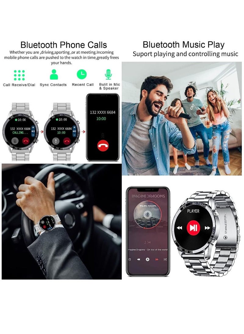 Zoom Plus Bluetooth Calling Stainless Steel Multi-Function Heart Rate Monitoring Smartwatch Silver - Image 5