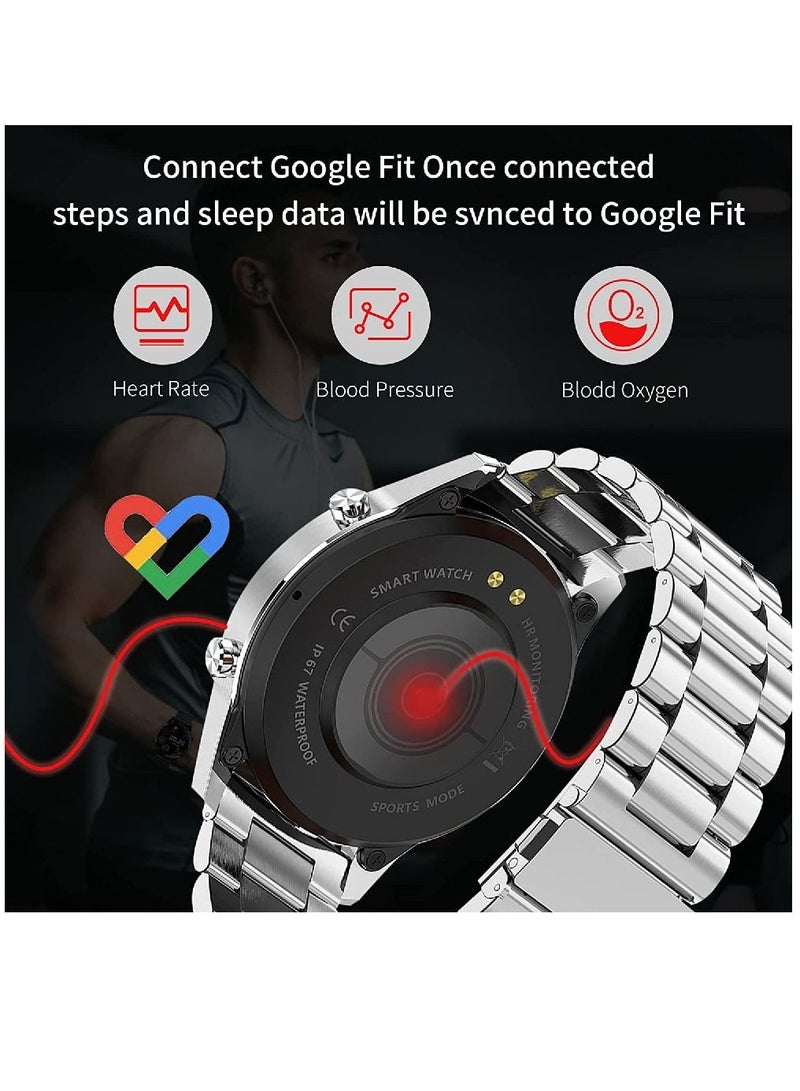 Zoom Plus Bluetooth Calling Stainless Steel Multi-Function Heart Rate Monitoring Smartwatch Silver - Image 3