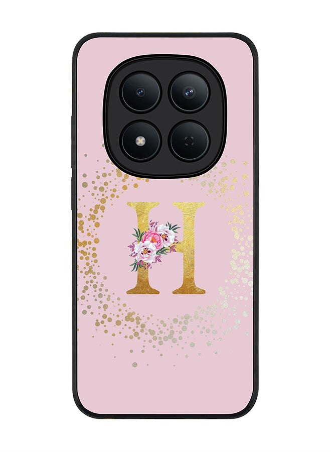 For Xiaomi Redmi Note 15 Pro 5G Case,Slim fit Camera Protection, Shockproof Thin Phone cover  - Custom Monogram Floral - H  (Pink )