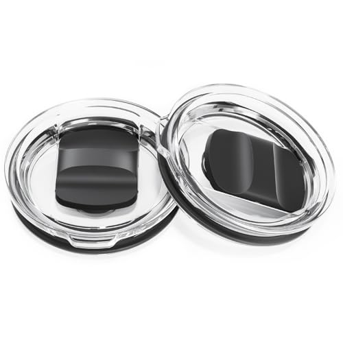 SOONSURE 10 oz Wine Tumbler Lid, Replacement Lids Compatible for YETI 6 oz Espresso Mugs, 8 oz Stackable Cup and 10 oz Tumbler, 2 Pack Travel Spill Proof Cup Lids Covers with Magnetic Slider Switch, BPA Free - Image 1