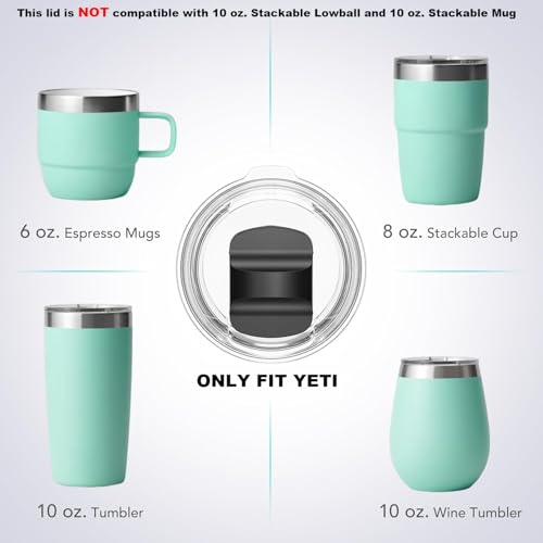SOONSURE 10 oz Wine Tumbler Lid, Replacement Lids Compatible for YETI 6 oz Espresso Mugs, 8 oz Stackable Cup and 10 oz Tumbler, 2 Pack Travel Spill Proof Cup Lids Covers with Magnetic Slider Switch, BPA Free - Image 2