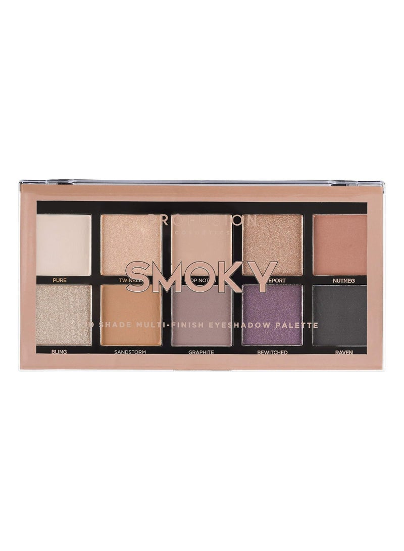 profusion Cosmetics 10 Shade Eyeshadow Palette High Pigmented Multi Finish Colors Vegan and Cruelty Free Create Stunning Looks On the Go Travel Friendly and Versatile Makeup Smoky - Image 1