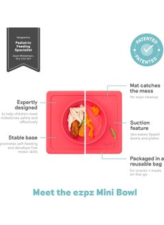 ezpz ezpz (Coral) - Mini Bowl - One-Piece Silicone placemat + Bowl  - Image 2