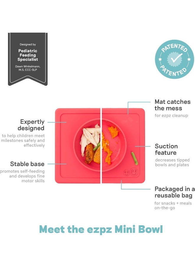 ezpz ezpz (Coral) - Mini Bowl - One-Piece Silicone placemat + Bowl  - Image 2