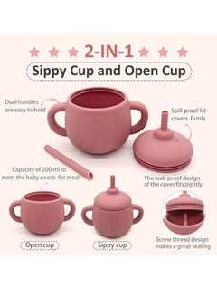 Gonice Silicone Straw Cup for Baby, Spill-proof Sippy Cup for Babies 6-12-18 Month, Open Training Water Cups with Easy-Hold Handle  - Image 4