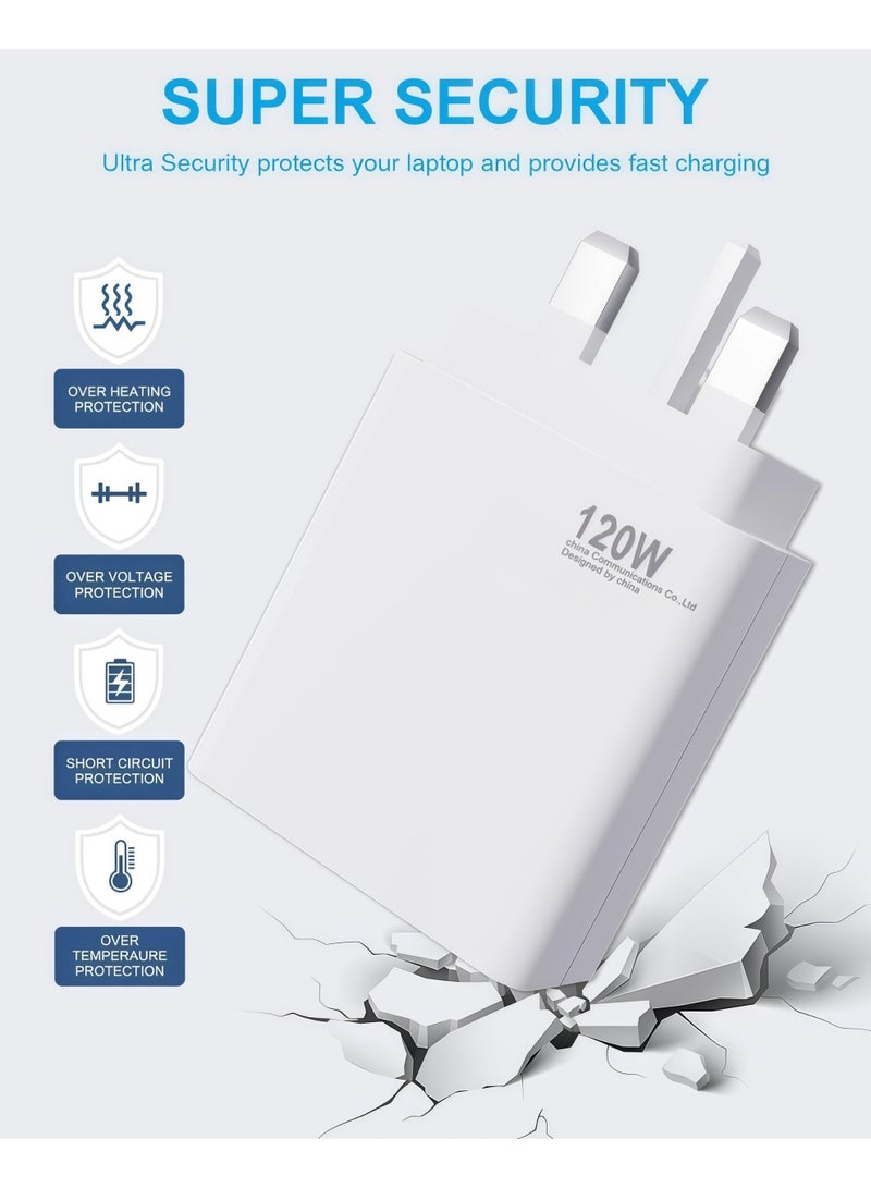 67W USB C Fast Charger Plug UK with 1M 6A Cable,Super Fast Charging Wall Adapter for Xiaomi Redmi Note 14 Pro 13 12 Pro,15 15 Pro 14T 13T,POCO X7 X6 Pro,Travel Compact Power Adapter - Image 5