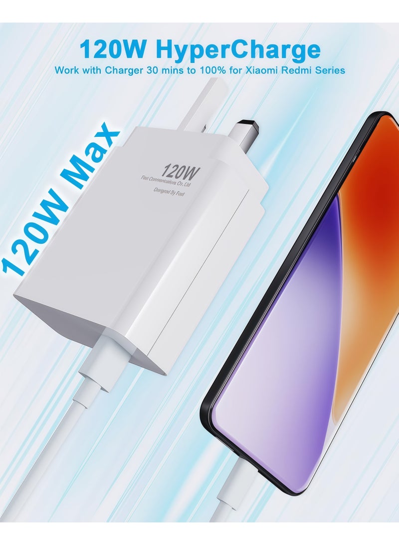 67W USB C Fast Charger Plug UK with 1M 6A Cable,Super Fast Charging Wall Adapter for Xiaomi Redmi Note 14 Pro 13 12 Pro,15 15 Pro 14T 13T,POCO X7 X6 Pro,Travel Compact Power Adapter - Image 3