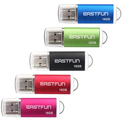 EASTFUN 5 Pack 16GB USB 2.0 Flash Drive Memory Stick Thumb Drive Thumb Stick Jump Drive Zip Drive Pen Drive, with LED Indicator,5 Pcs Colors:Rose/Red/Black/Green/Blue - Image 5