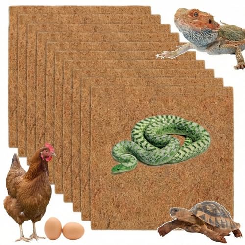 EBIEFLY 10Pcs Reptile Substrate Mat Carpet Chicken Nest Mat 30 * 30cm Natural Coconut Fiber Pet Mat Substrate Liner Terrarium Planter Liner for Lizard Turtle Snake Gecko Bearded Dragon Tortoise - Image 1