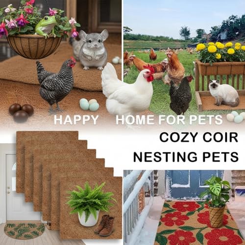 EBIEFLY 10Pcs Reptile Substrate Mat Carpet Chicken Nest Mat 30 * 30cm Natural Coconut Fiber Pet Mat Substrate Liner Terrarium Planter Liner for Lizard Turtle Snake Gecko Bearded Dragon Tortoise - Image 4