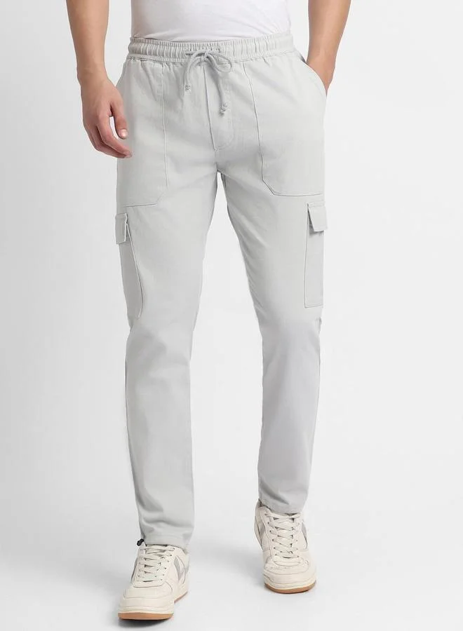 Dennis Lingo Men Grey Slim Fit Smart Cargo Pants