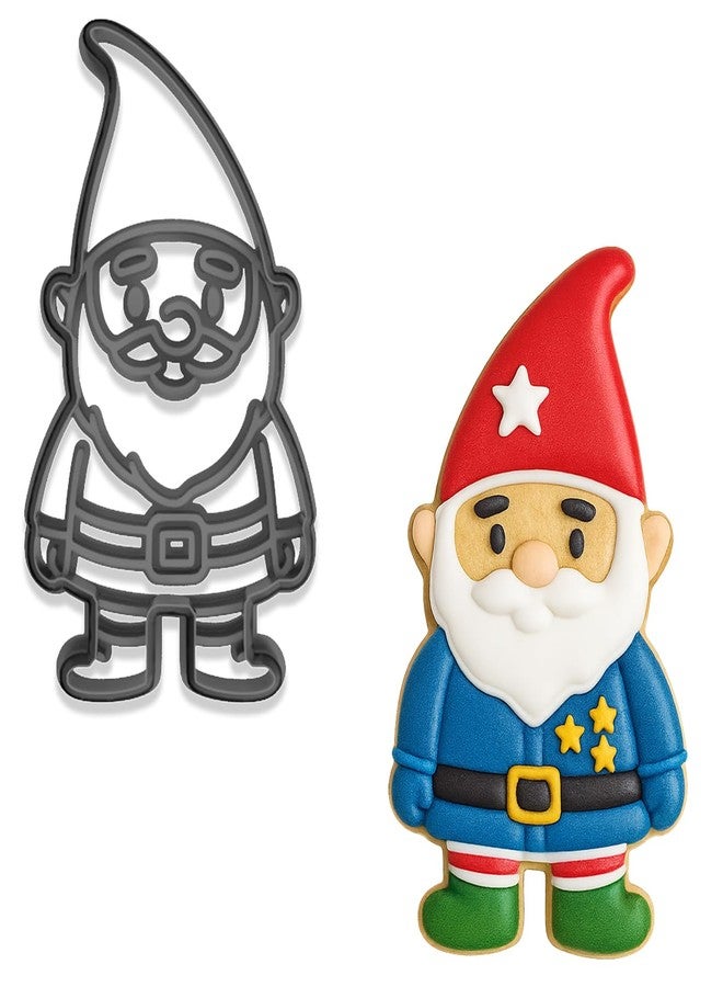 Mighty Gadget Garden Gnome Cookie Cutter - 4x2.22 Inches, Whimsical Bearded Gnome Design for Baking Fun (Random Color) - Image 1