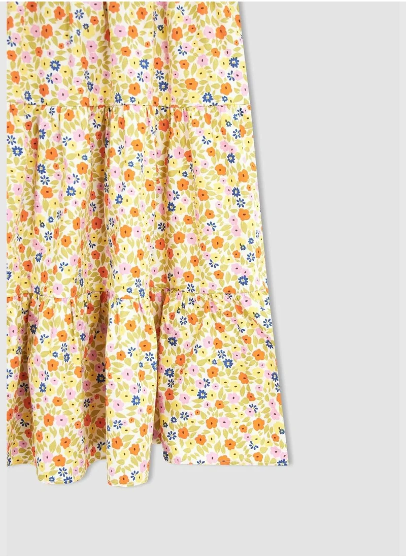 DeFacto Sleeveless Frill Detail Floral Print Maxi Dress