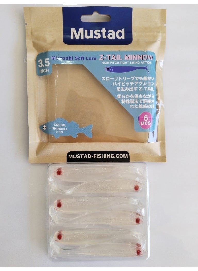 Mustad Mezashi Z-Tail Minnow Silicone Bait 9 cm 6 Pieces - Shirasu 