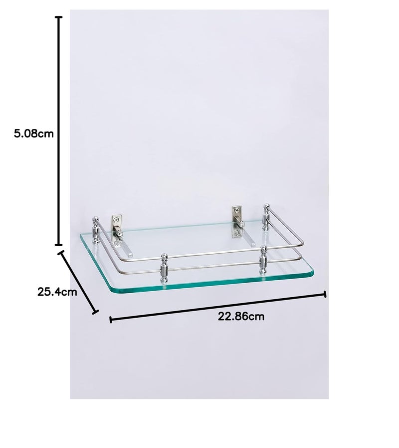 AMPEX Glass TV Setup Box Stand/Set Top Box Stand/WiFi Router Stand/Multipurpose Storage/Stand/Shelves/Wall Shelf Rack/Wall Mount Holder Stand with Heavy SS Brackets (10x9 Inches) - Image 2