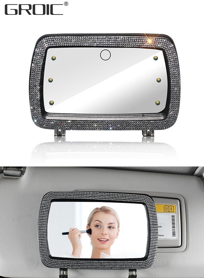 GROIC Car Sun Visor Vanity Mirror,Bling Makeup Vanity Mirror,Dimmable Clip-on Rear View Sun-Shading Cosmetic Mirror with Touch on Screen for Car Truck SUV - Image 1