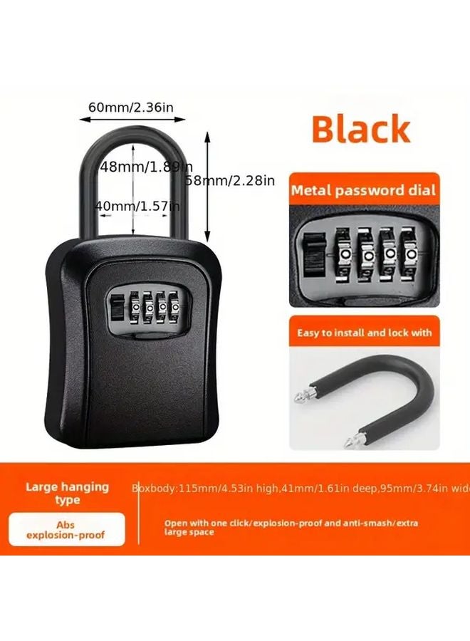 Grey Weatherproof Key Lock Box 4 Digit Resettable Code Removable Shackle Wall Mount Outdoor Security - Image 5