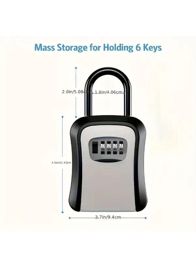 Grey Weatherproof Key Lock Box 4 Digit Resettable Code Removable Shackle Wall Mount Outdoor Security - Image 4