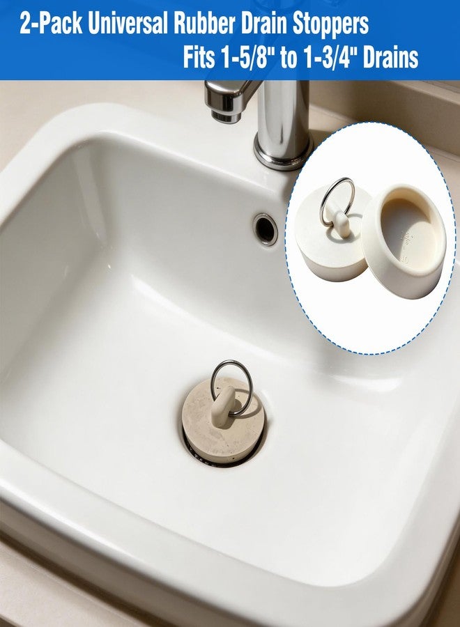 Uroventrix 2-Pack Universal Rubber Drain Stoppers - Fits 1-5/8” to 1-3/4” Drains, Bath Tub & Kitchen Sink Plug with Hanging Ring - Image 2