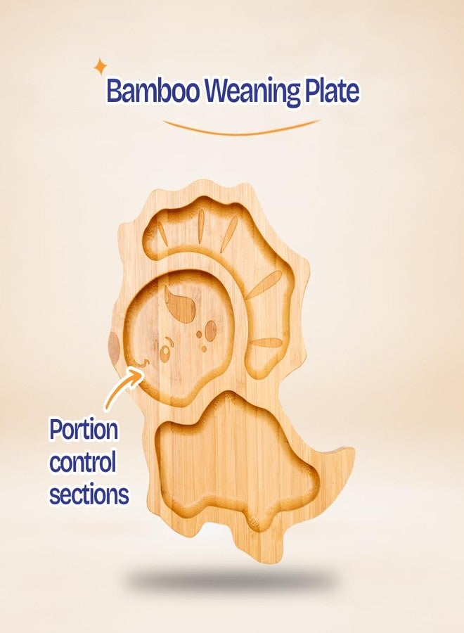 MyneeMoe Bamboo Baby Feeding Set with Leo Suction Plate, Bowl, Spoon, Fork, Silicone Bib & Training Cup | 6-Piece Baby Led Weaning Set | BPA Free & Food Safe (Blue) - Image 3
