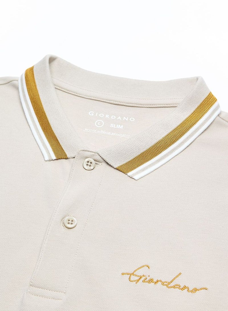 GIORDANO Men’s Slim Pique Polo with Contrast Collar & Signature Embroidery - Image 3