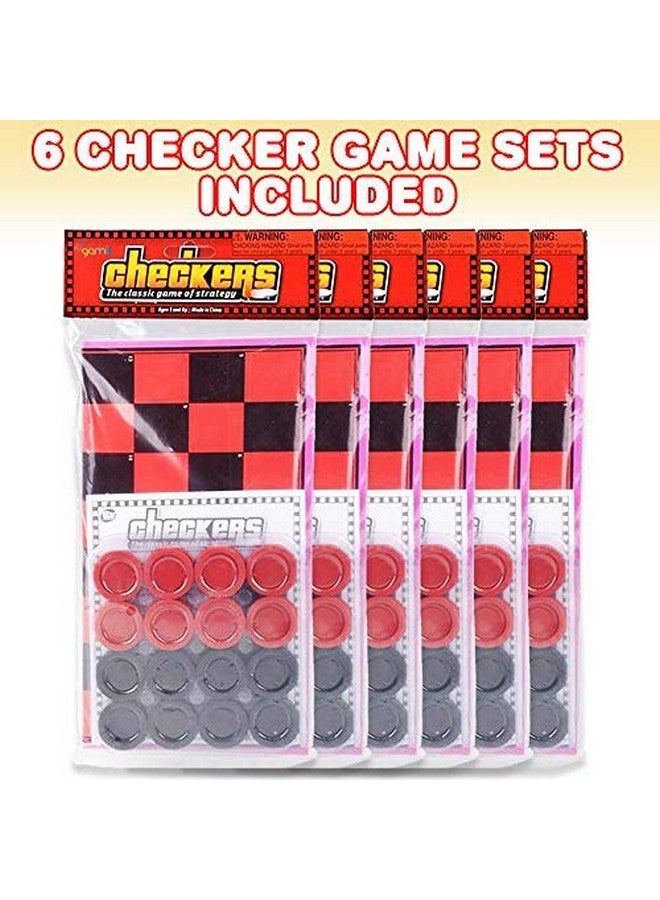 Gamie Checkers Board Game for Kids, Set of 6, Classic Checkers with Red and Black Pieces, Fun Travel Games for Kids and Adults, Cool Birthday Party Favors and Goodie Bag Fillers - Image 4