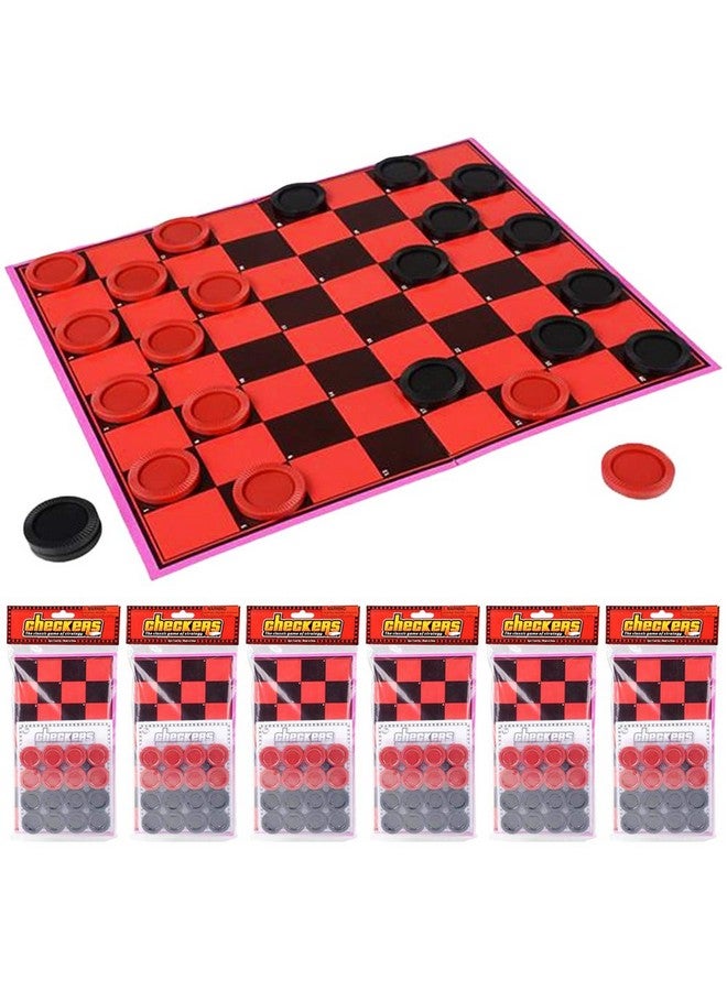 Gamie Checkers Board Game for Kids, Set of 6, Classic Checkers with Red and Black Pieces, Fun Travel Games for Kids and Adults, Cool Birthday Party Favors and Goodie Bag Fillers - Image 1