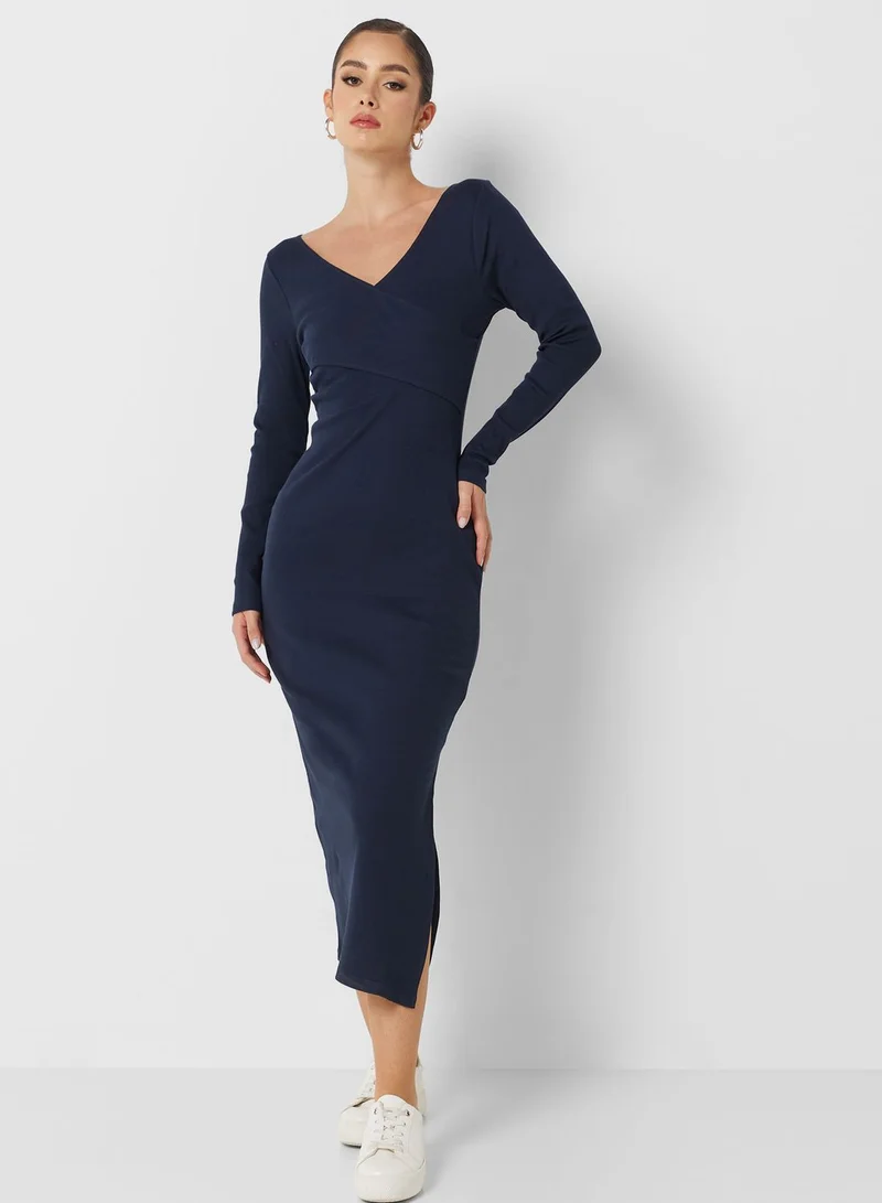 French Connection Surplice Neck Knitted Dress
