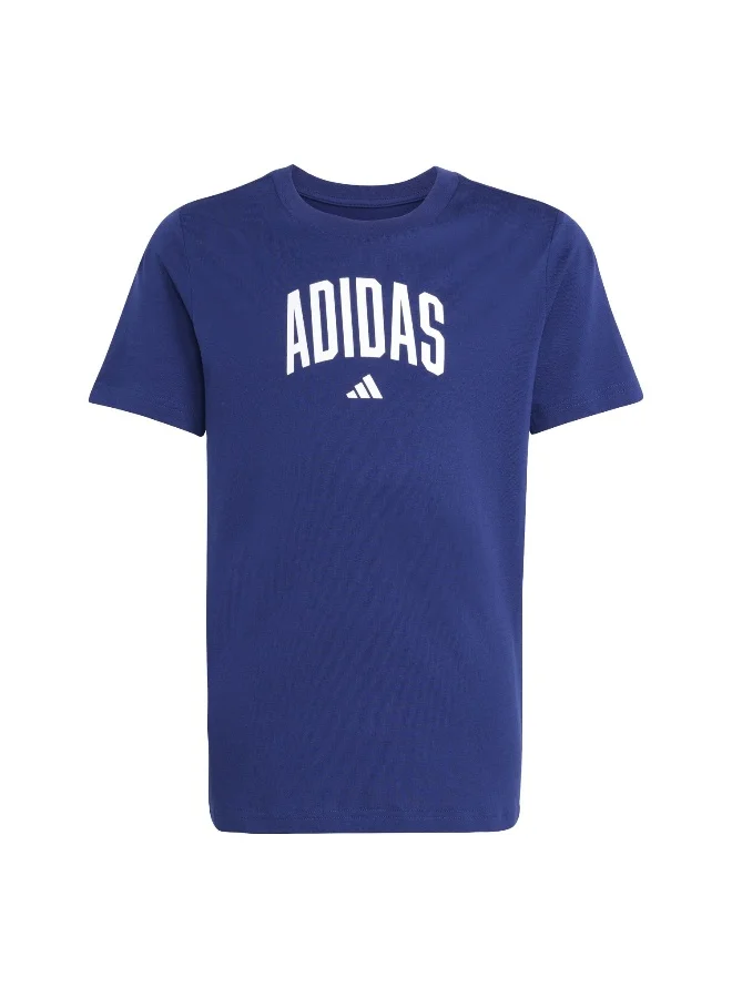 adidas Adidas J Colleg T Blue Graphic Tee (Short Sleeve) T-Shirts For Kids