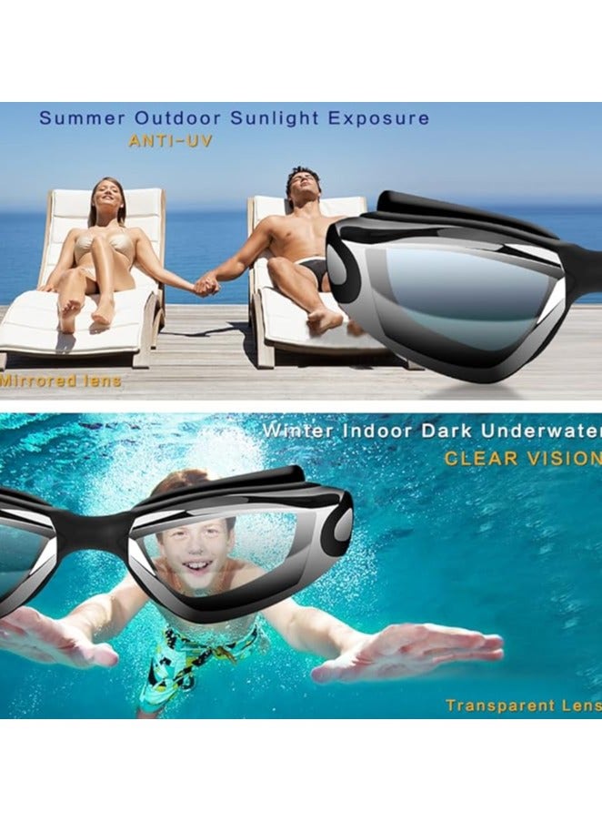 هالامين نظارة سباحة,نظارات السباحة نظارات السباحة مانعة للتسرب مع مشبك الأنف وسدادات الأذن وقبعة السباحة والحقيبة - Image 4