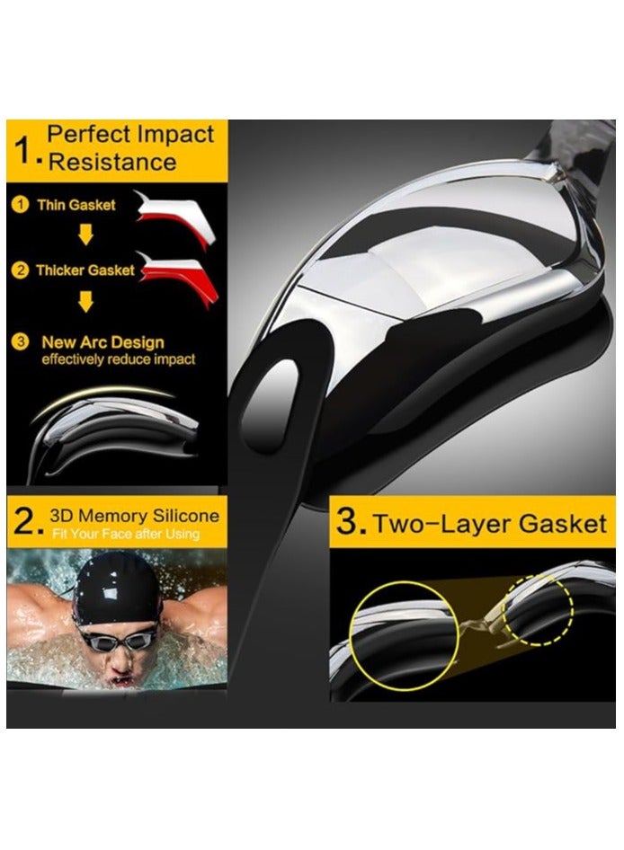 هالامين نظارة سباحة,نظارات السباحة نظارات السباحة مانعة للتسرب مع مشبك الأنف وسدادات الأذن وقبعة السباحة والحقيبة - Image 5