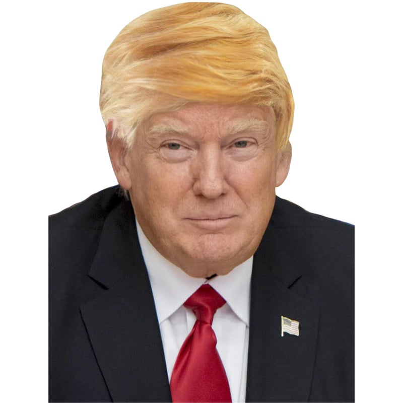 ALLAURA Compatible with Donald Trump Wig Iconic Blonde CombOver Hairpiece for Adults Kids Realistic Halloween Funny Wigs for Men Women Ideal for Costumes Cosplay Parties Events