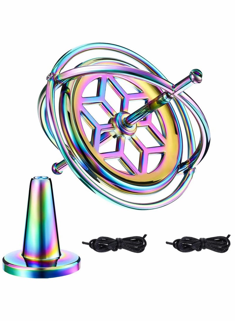 Colorful Metal Spinning Top Anti,Gravity Gyroscope Toy for Kids and Adults , Fun Desktop Ornament - Image 1