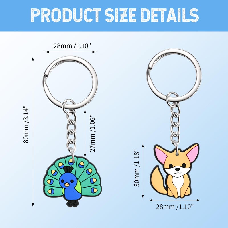 Ibuclein 50Pcs Cute Animals Keychains Bulk,DIY Cute Keychain Charms,Backpack Charms for Girls,Backpack Keychains Include Cat and Dog ect,PVC Key Ring,Prize Box for Classroom and Party Favors gifts - Image 2