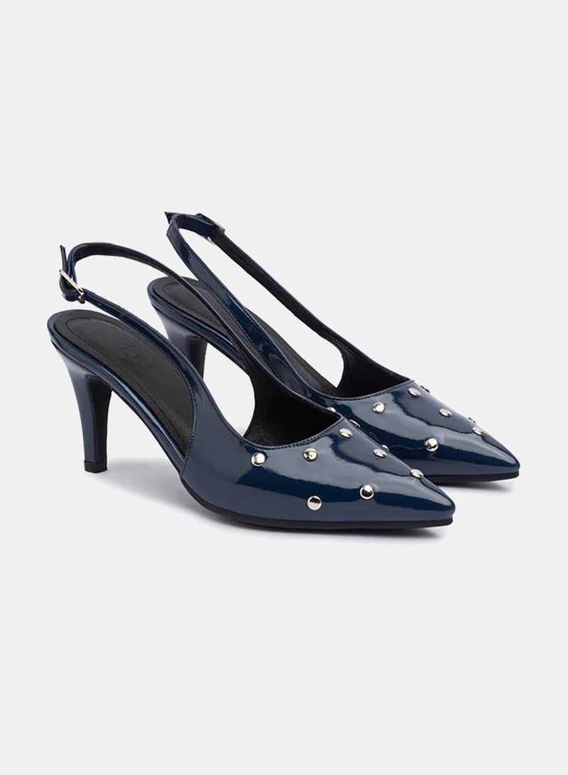 TGS Studded Closed Mid Heel Slingbacks - Image 1