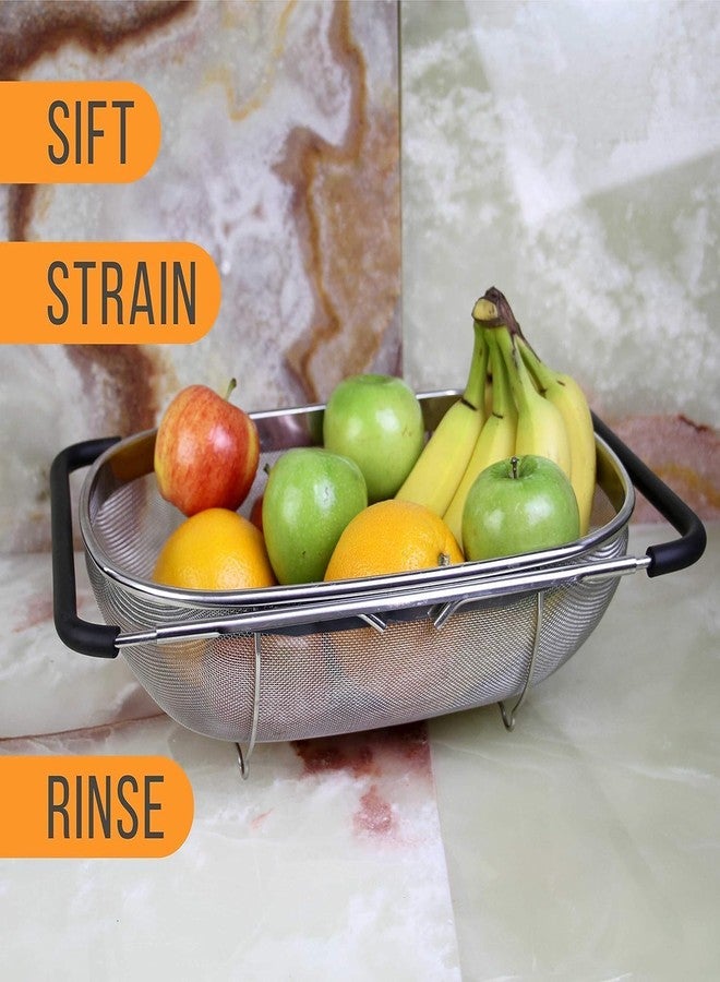 RGkJAS Collapsible Steel Drainer Rack Folding Rack with Vegetable wash Fork Storage Holder, Multicolour - Image 5