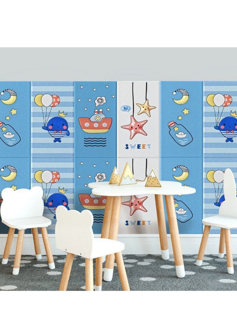 Captaintech Pack of 5 Wall Padding for Kids, Peel and Stick Headboard Upholstered Wall Panels, Wall Protection Pad for Tatami, Bedroom, Playroom, Nursery - Image 2