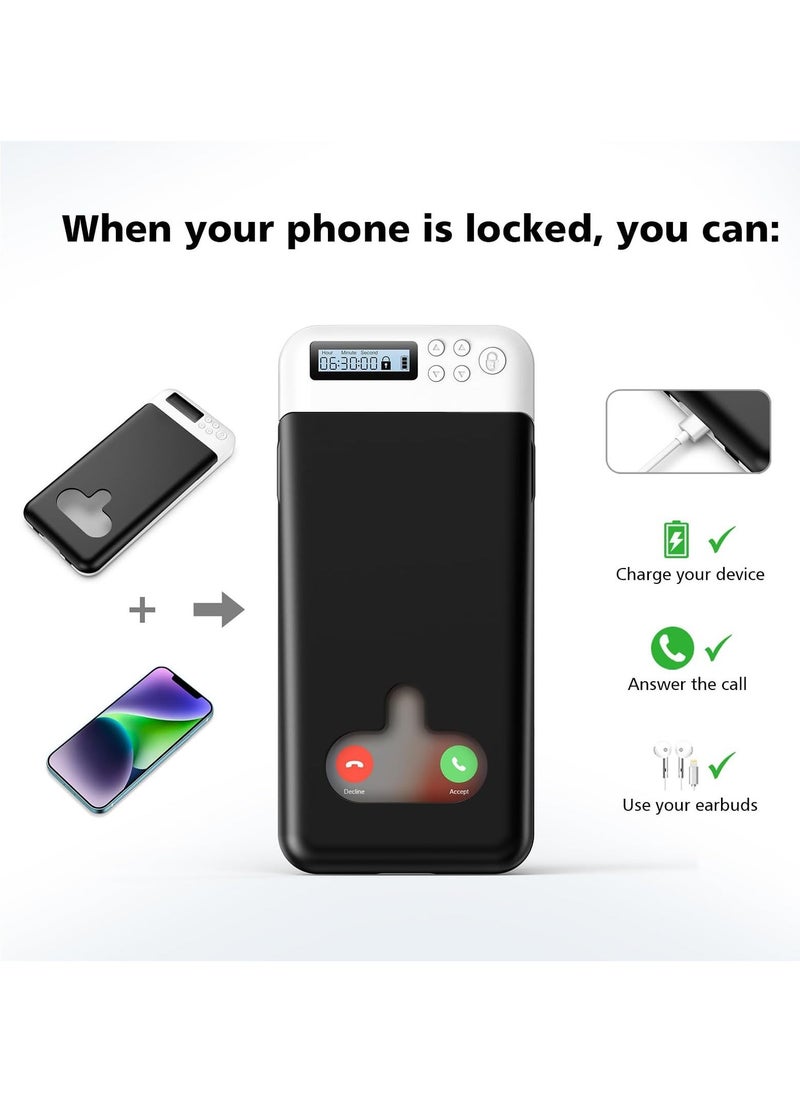 Cell Phone Lock Box with Timer, Portable Timed Phone Lock Box for iPhone and Android Phones, Self-Control Timer Phone Locker to Help Kids and students, Focus Back and prevent Phone Addiction(Black)  - Image 2