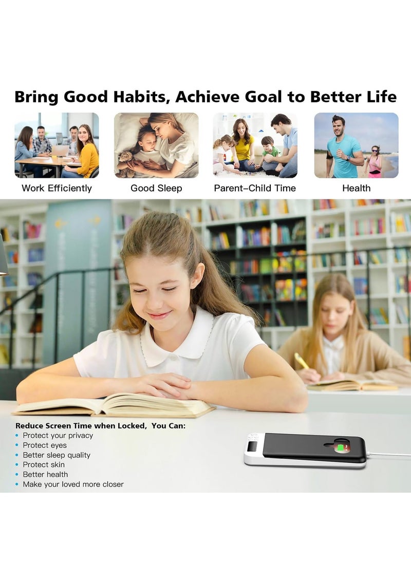 Cell Phone Lock Box with Timer, Portable Timed Phone Lock Box for iPhone and Android Phones, Self-Control Timer Phone Locker to Help Kids and students, Focus Back and prevent Phone Addiction(Black)  - Image 4