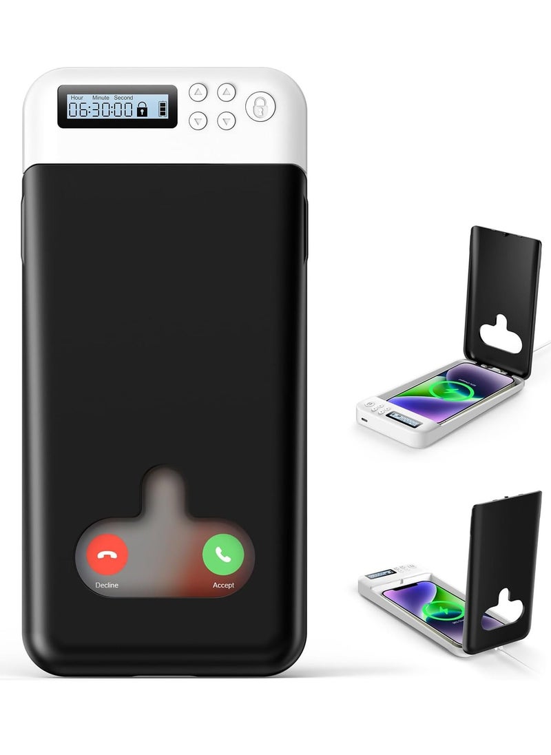 Cell Phone Lock Box with Timer, Portable Timed Phone Lock Box for iPhone and Android Phones, Self-Control Timer Phone Locker to Help Kids and students, Focus Back and prevent Phone Addiction(Black)  - Image 1