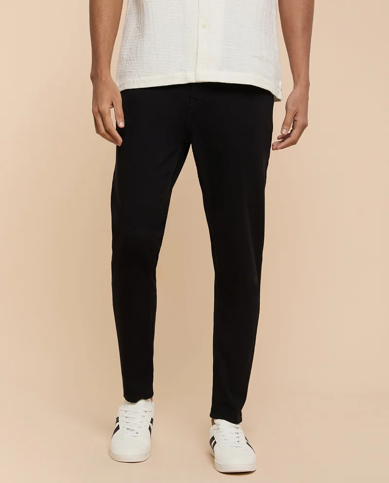 R&b Solid Slim Fit Jeans with Button Closure