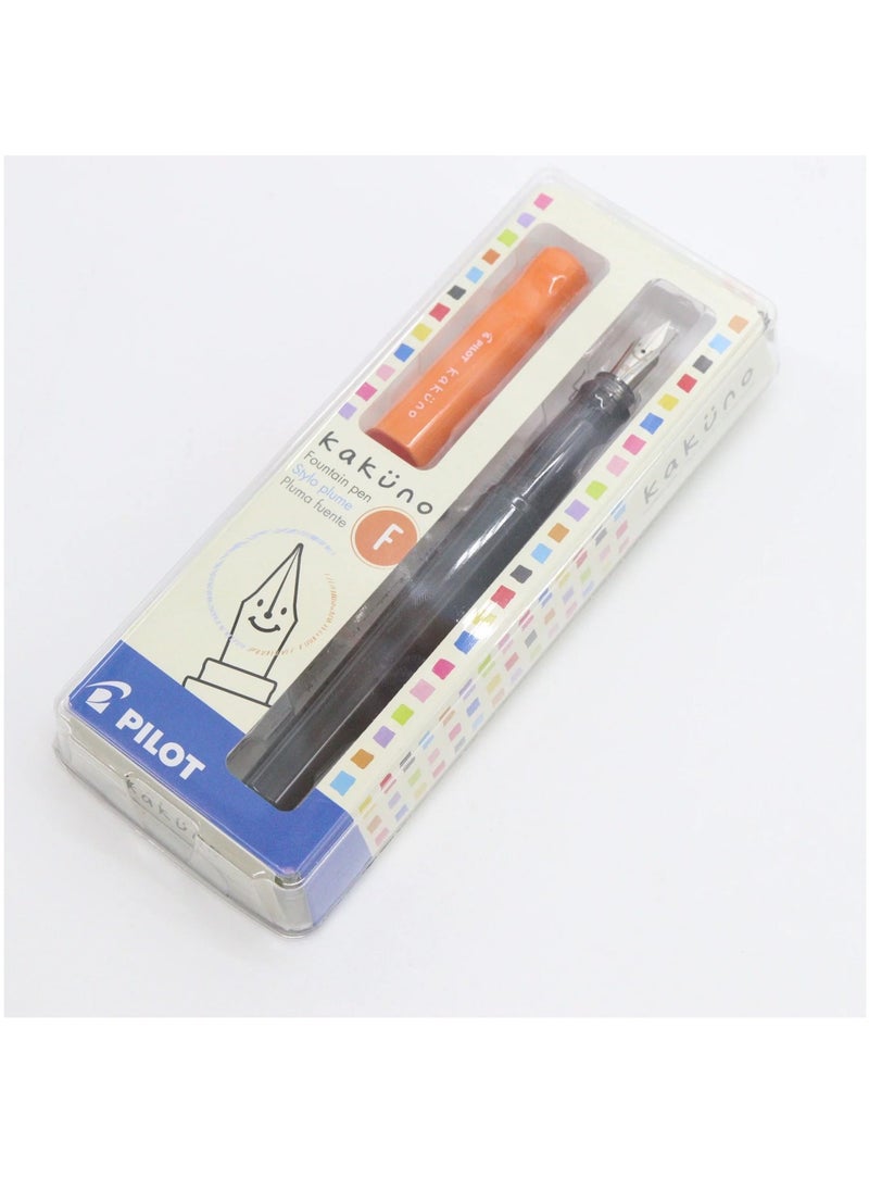 PILOT Kakuno Fountain Pen Orange Body With One Ink Cartridge Fine Tip  - Image 1