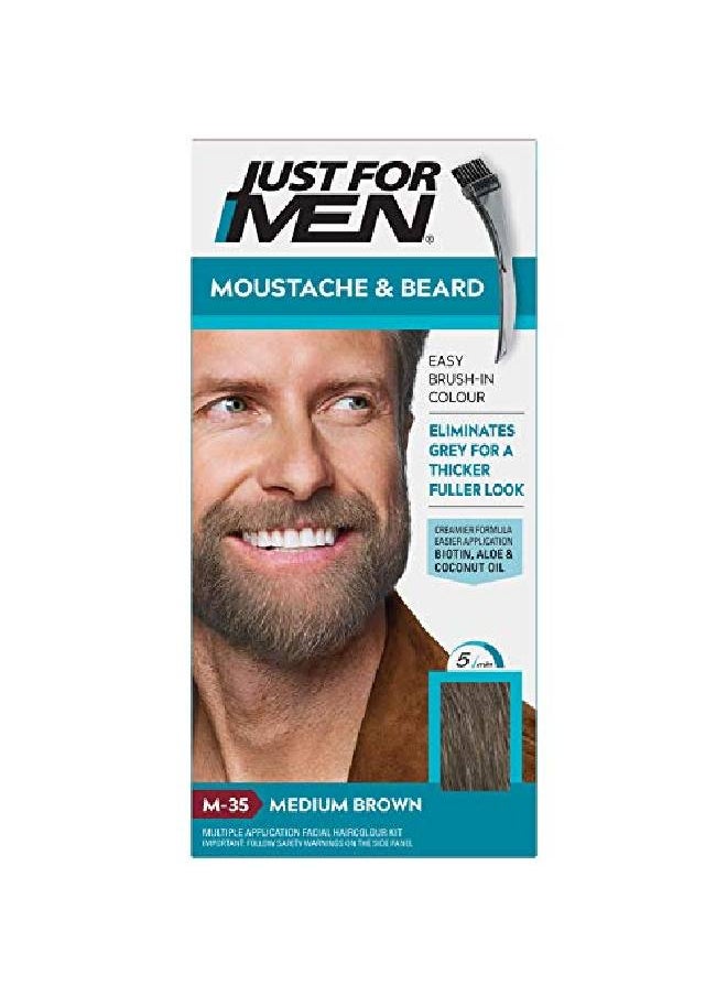 Just For Men جل تلوين الشارب واللحية من Brushin باللون البني المتوسط M35  - Image 2