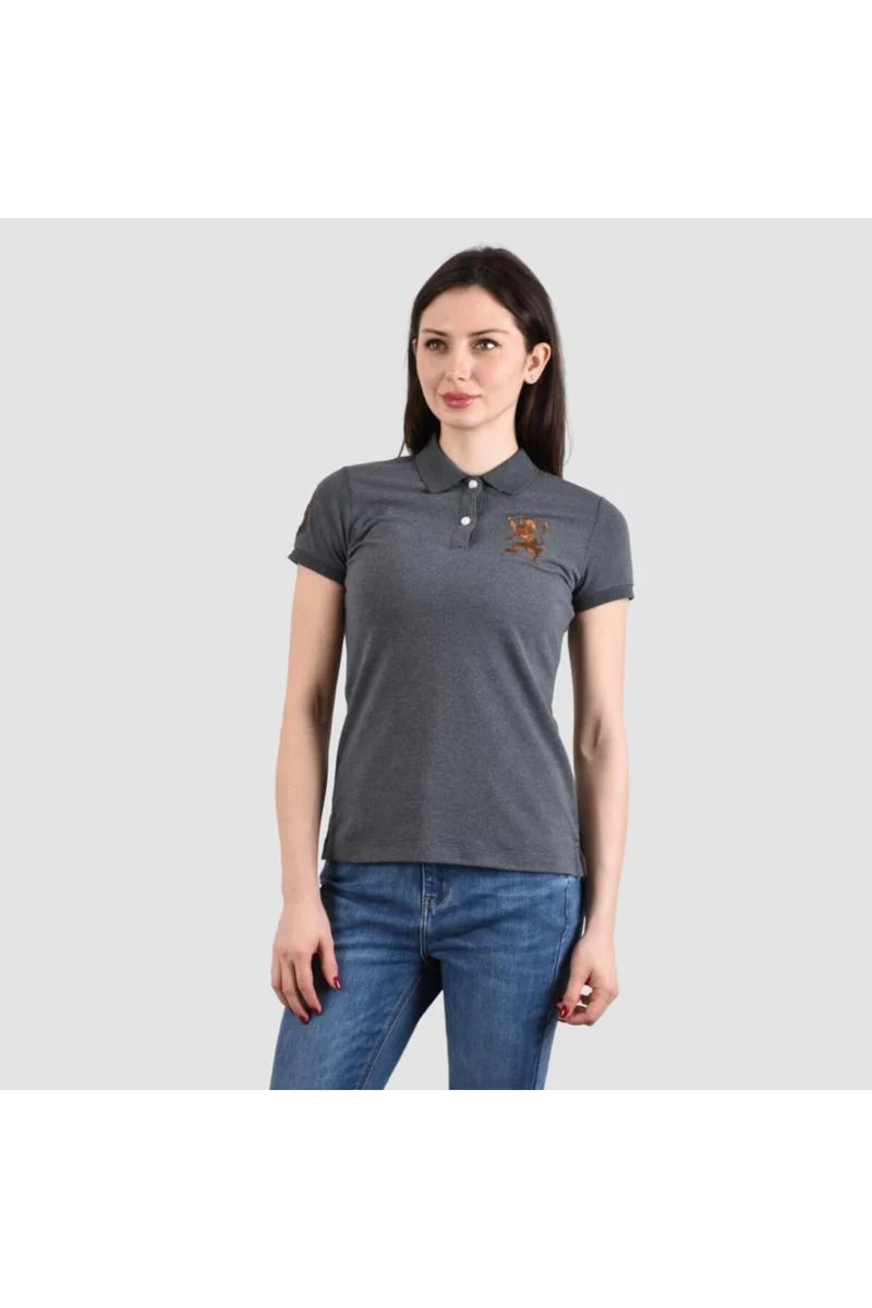 GIORDANO Gray Slim Fit Polo Shirt for Women
