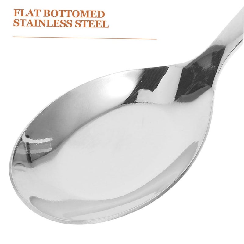 2Pcs Stainless Steel Serving Spoons Long Handle Flat Bottom for Hotel Household Kitchen Use - Image 4