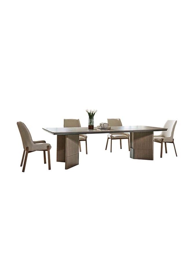 DANUBE HOME Libra 1 + 8 Dining Set -Dining Table Light Brown / Beige  - Image 3