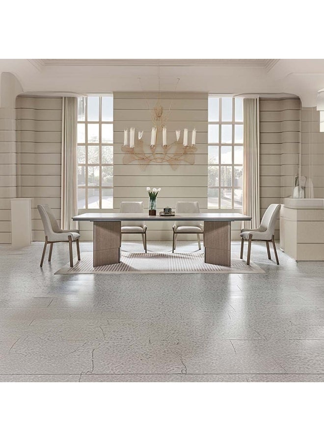 DANUBE HOME Libra 1 + 8 Dining Set -Dining Table Light Brown / Beige  - Image 2